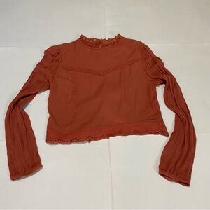 Self E Elegant Rust Long Sleeve Blouse